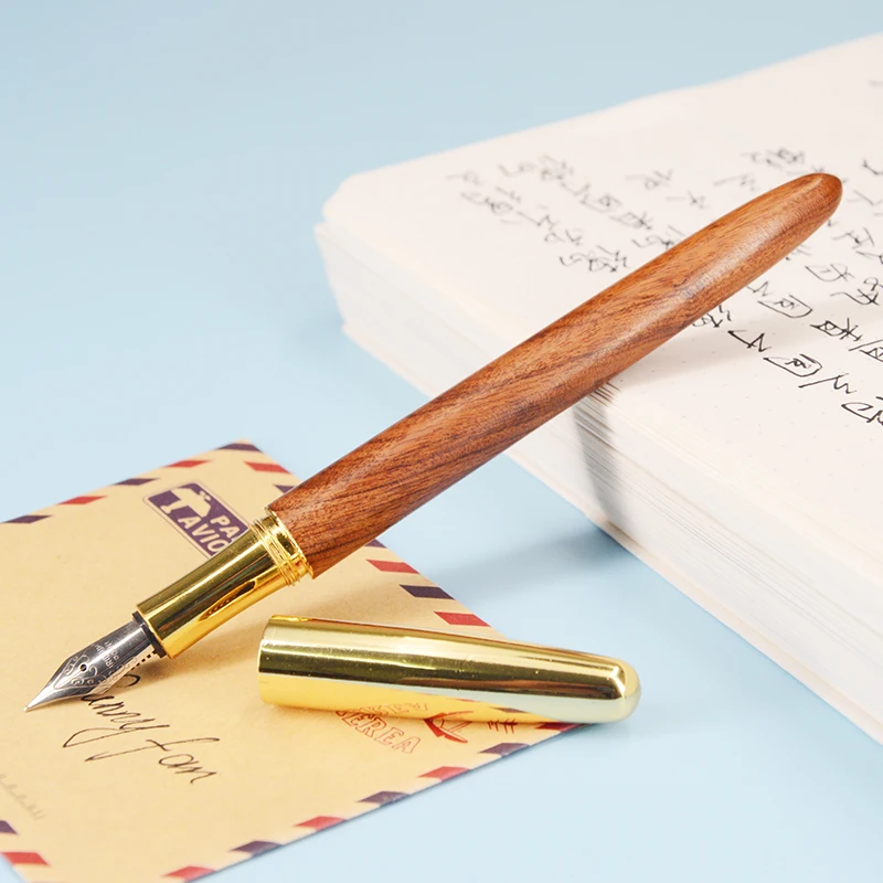 Твердая деревянная металлическая авторучка из палисандра или эбенового дерева