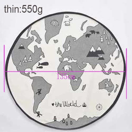 thin550g Детские игровые коврики, детский коврик для ползания, круглый ковер, коврик для детской комнаты, Декор, Карта мира приключений, игровой коврик для детского спортзала - Цвет: thin550g