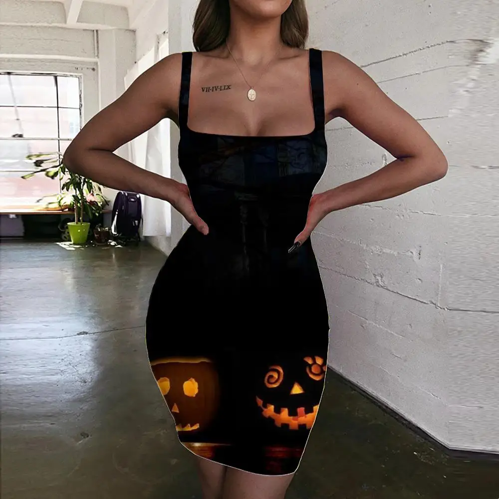 

KYKU Christmas Dresses Women Halloween Vestido Sexy Moon Bodycon Dress Womens Clothing Plus Size New Korean Style High Quality