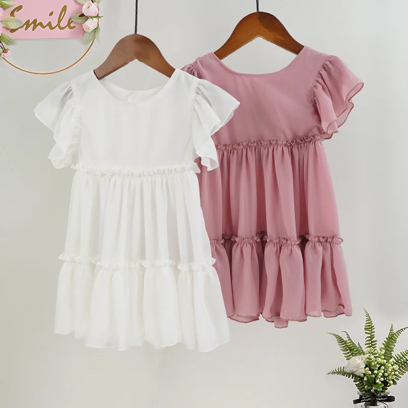 

Summer Chiffon Ruffle Children Clothes Princess Kids Dresses For Girl Casual Wear Party Dress Fashion Outfits Vestido Robe Fille