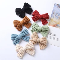 1pc cute woolen knitted bowknot hair clips children girls kids bows baby hairpins winter barrette children hair accessories