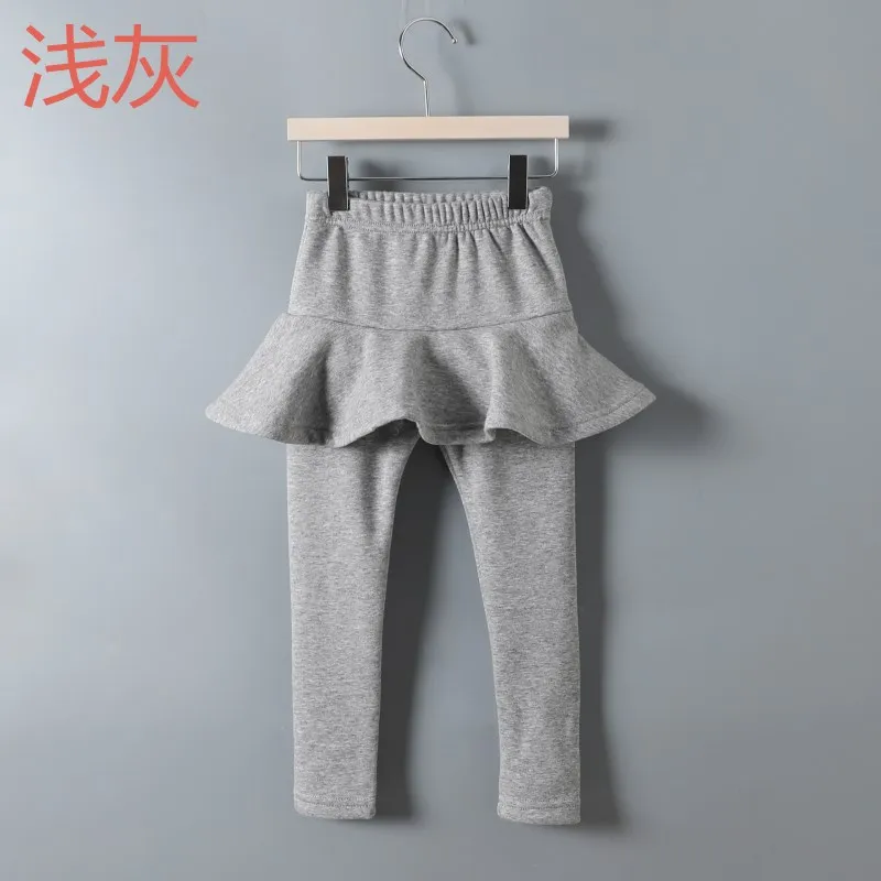 Light gray Осенние хлопковые детские штаны леггинсы для малышей зимние Утепленные штаны для малышей штаны для девочек леггинсы юбка-брюки для девочек теплая одежда - Цвет: Light gray