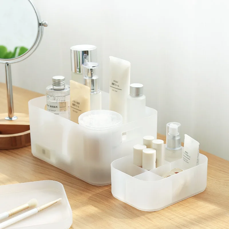 

Make Up Organizer Modern Plastic Matte Transparent Storage Box Makeup Nail Polish Cosmetic Holder Desktop Multi-Function Case