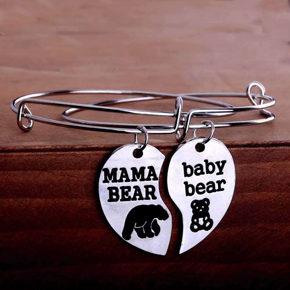 12 шт. разбитое сердце любовь мама медведь ребенок Подвеска Медведь браслеты с