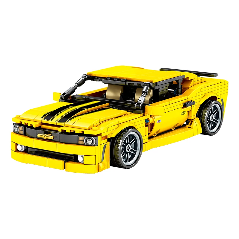 

MOC City Pull Back Sports Yellow Racing Car 618pcs High-tech Creator Model Building Blocks Bricks Toys For boys birthday Gifts