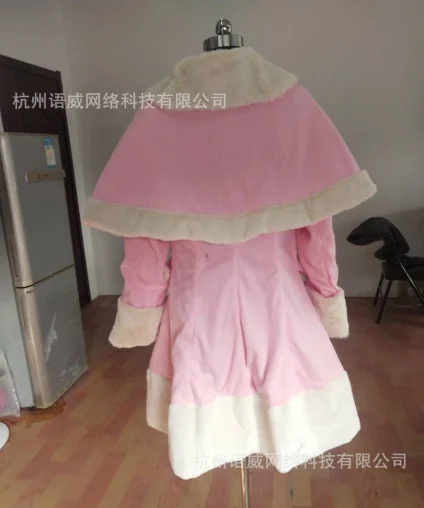 

Lolita Dress Suit Women Winter Fur Collar Shawl & Bow Fitted Vintage Gothic Dress Warm Thick Cute Single-breasted Long Sleeve