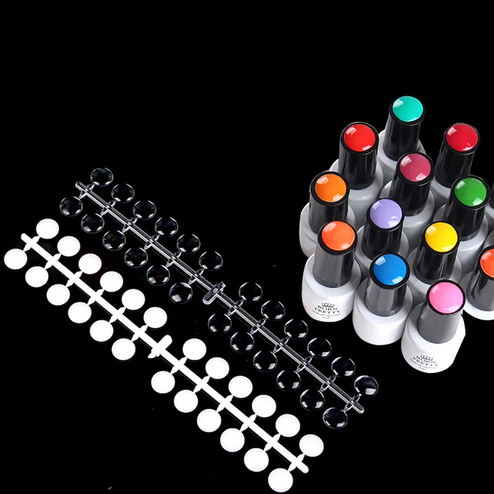 

120pcs Nail Polish Display Tablet with Stickers Round Salon Nail Color Showing Shelf UV Gel Manicure Flatback Color Card