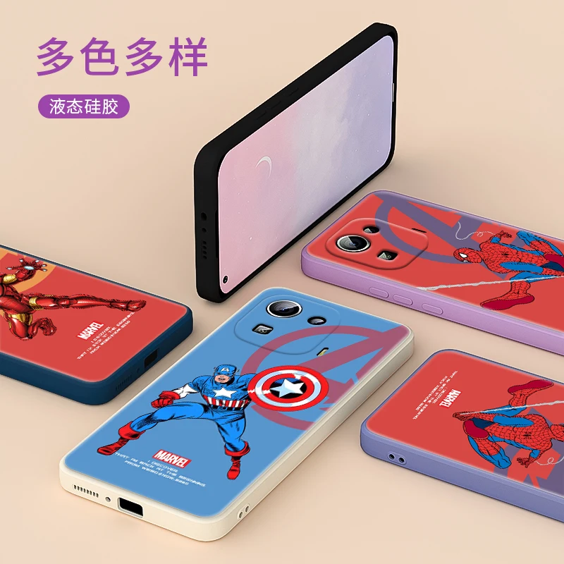 

Avengers Marvel Hero Cool For Xiaomi 11 Ultra 11T 10T 10 9SE 8SE CC9 A3 Pro Youth 5G Liquid Silicone Soft Cover Phone Case