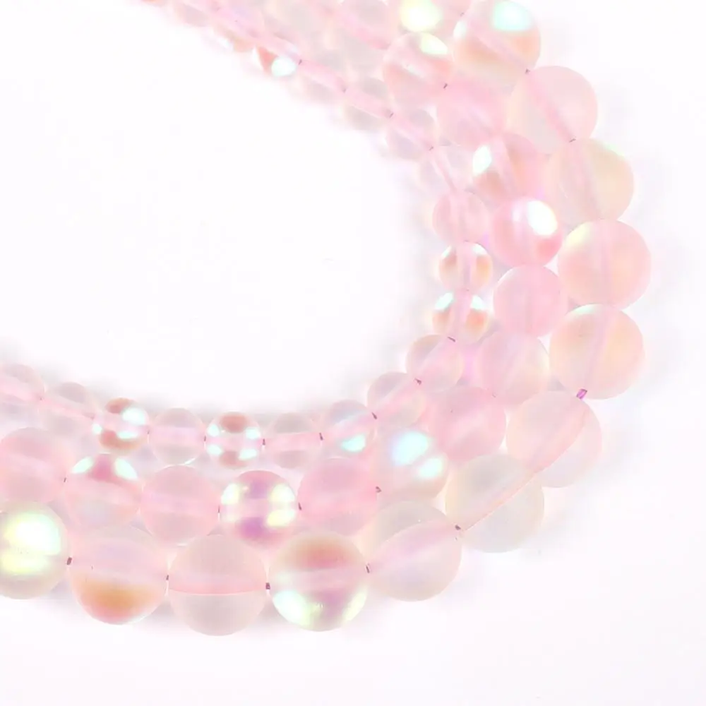 Matte Pink Crystal A+ матовый Mulitecolor матовый из австрийского кристалла, Круглый бисер для изготовления ювелирных изделий 6/8/10/12 мм блеск лунный камень бусины для изготовления браслетов - Цвет: Matte Pink Crystal