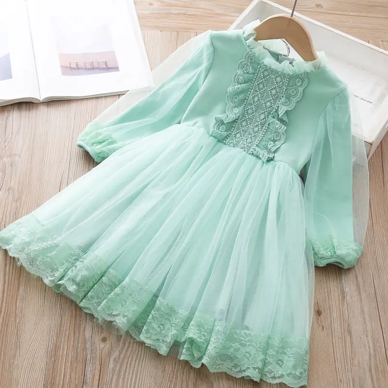 Платье для девочек Осеннее рождественское кружевное на Возраст 4-7 лет | Детская