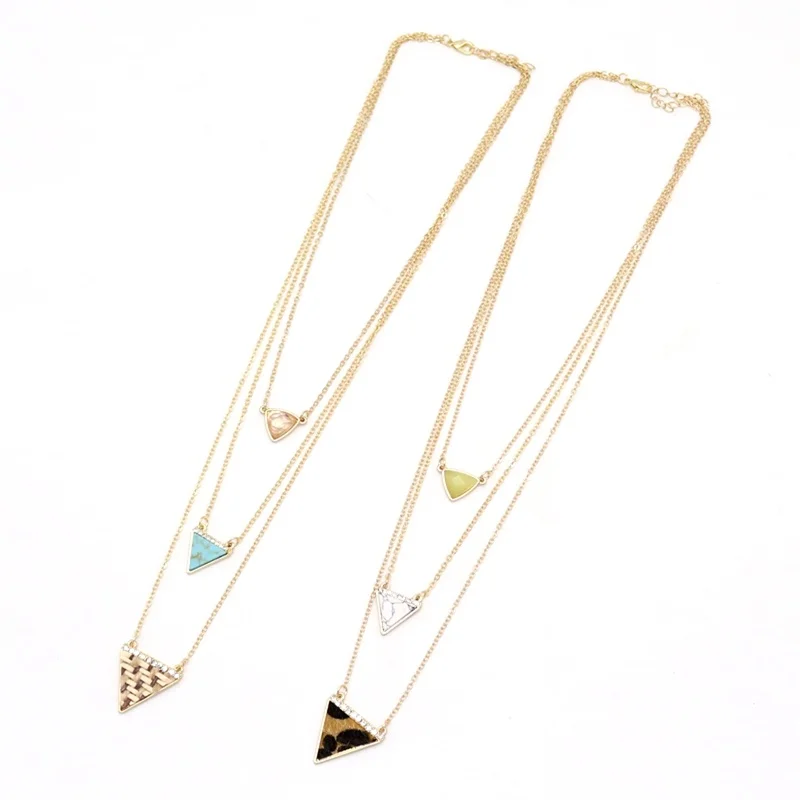 Модная соломенная веревка плетеная треугольная подвеска натуральные камни Howlite