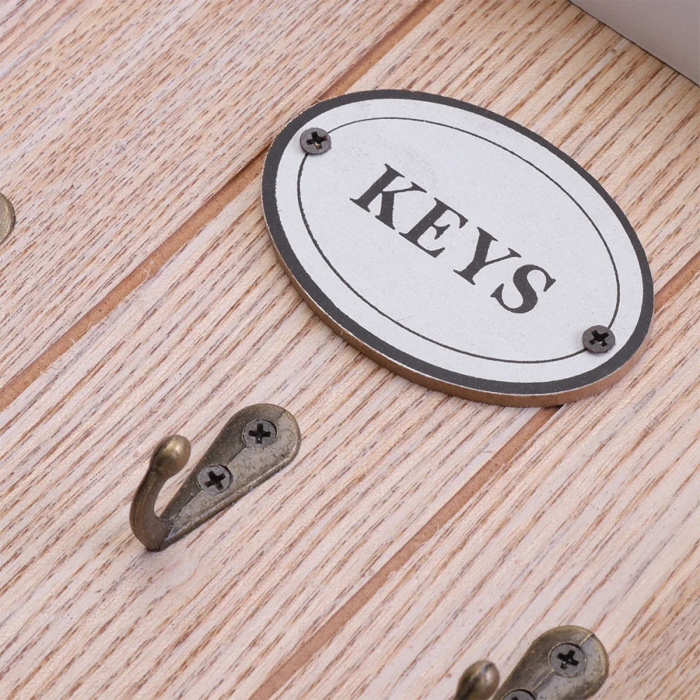 

1PC European Style Wooden Storage Box Multifunctional Wall Key Bag Clothes Hook Storage Shelf for Home Wall Decoration (KEYS)