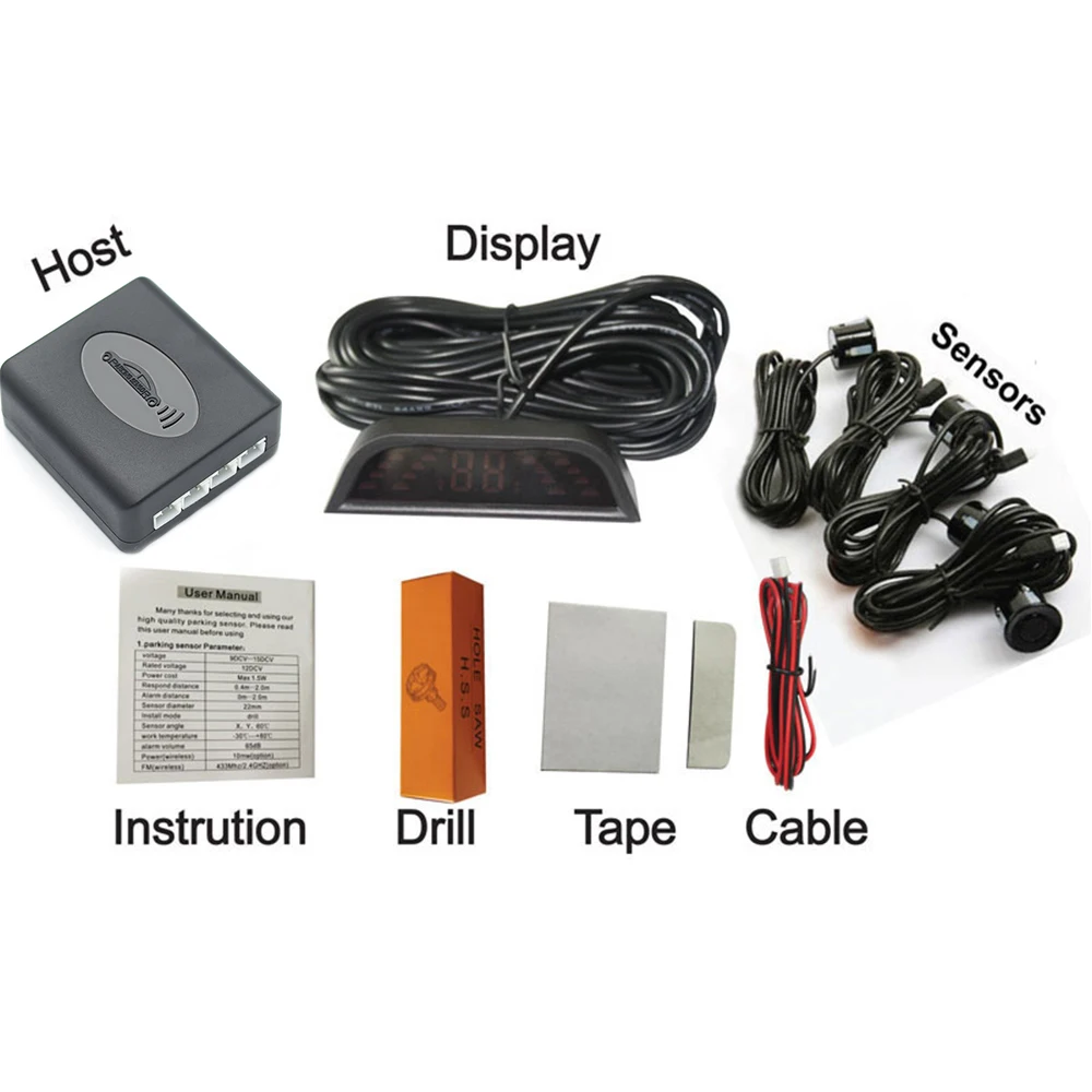 Eunavi Автомобильный парктроник светодиодный датчик парковки с 4 датчиками s