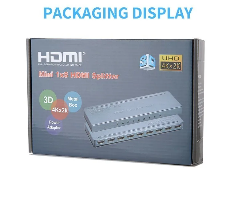 4K* 2k 1x8 HDMI 8 портов HDMI видео сплиттер аудио усилитель повторитель 3D 1080p 1 в до 8 выход 1x8 HDMI сплиттер конвертер HDTV