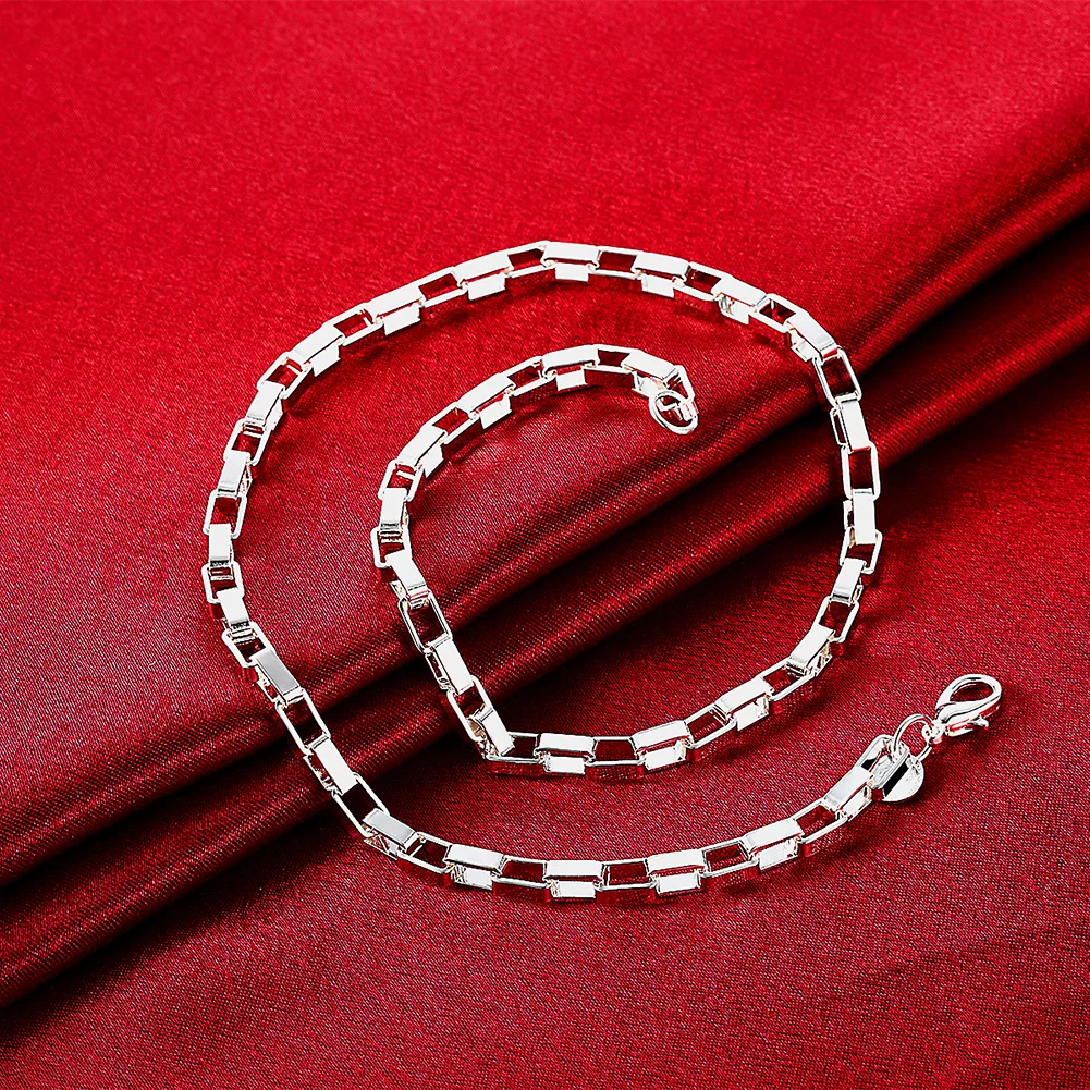 hot fine 5mm box chain 925 color silver necklace for women man 18 inches party wedding luxury jewelry brands holiday gifts free global shipping
