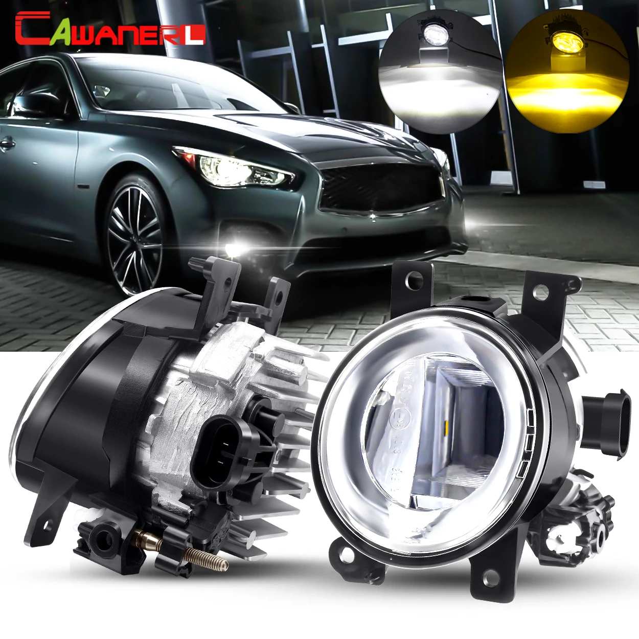 2 шт. передний бампер автомобиля туман светильник в сборе светодиодный линза противотуманной фары DRL 30 Вт 6000LM 12V для Infiniti Q50 Q50L Q70 Q70L QX50 QX60 QX80