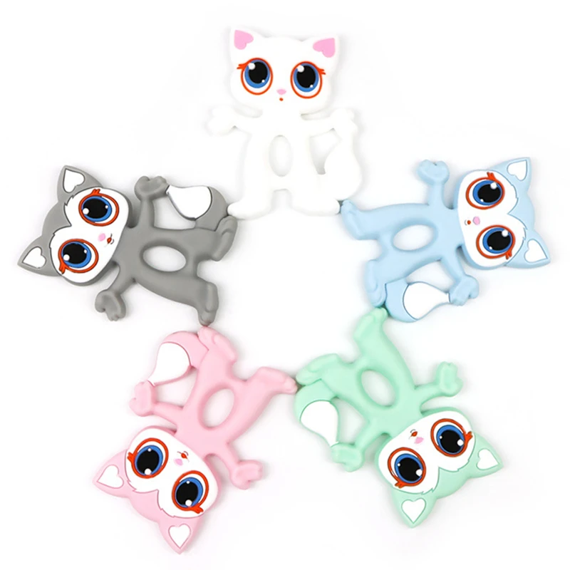 

BPA Free Boil Safe Silicone Baby Teethers Cartoon Animal Fox Food Grade Silicone Pacifier Clip DIY Accessories For Newborn Teeth