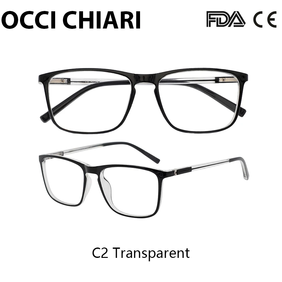 C2 transparent OCCI CHIAR мужские очки для чтения с защитой от синего света компьютерные Nerd очки при дальнозоркости ацетатная оправа для очков 1,0 1,5 2,0 2,5 3,0 - Цвет оправы: C2 transparent