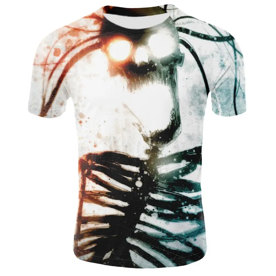 

3D T-shirt Men's Motorcycle Punk 3D Printing T-shirt Men's T-shirt Summer Top Men's Fashion T