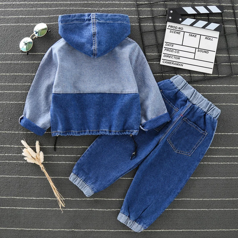 Детский джинсовый костюм с капюшоном Dolmidol Модный повседневный спортивный