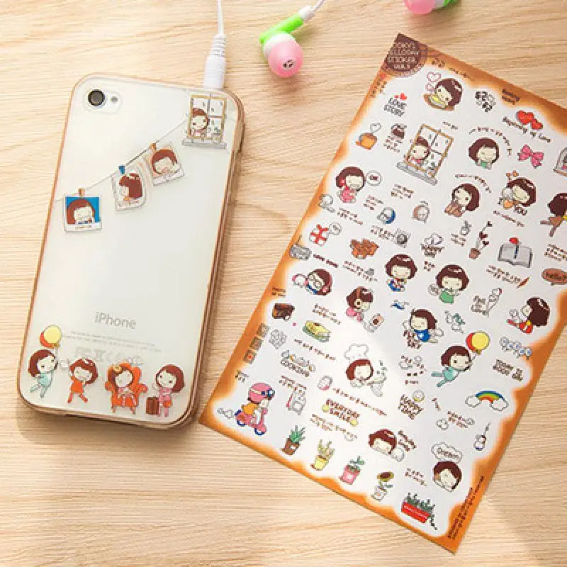 Наклейки для девочек в Корейском стиле водонепроницаемые прозрачные наклейки