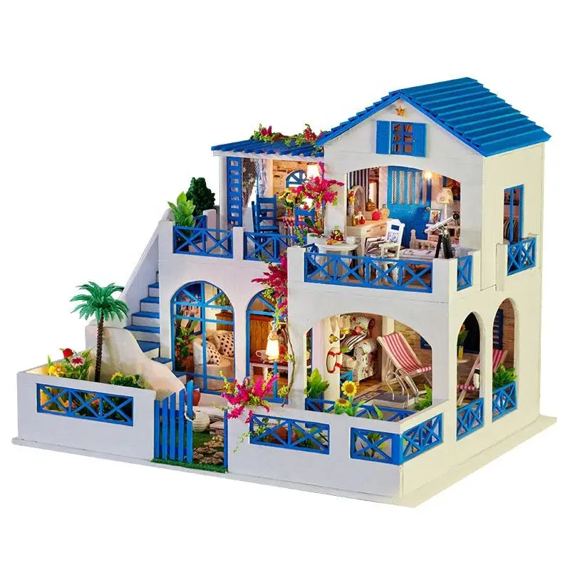 

led lights car accessories led Puzzle wooden toy for boys tiny mini top quality wholesale doll house for sale