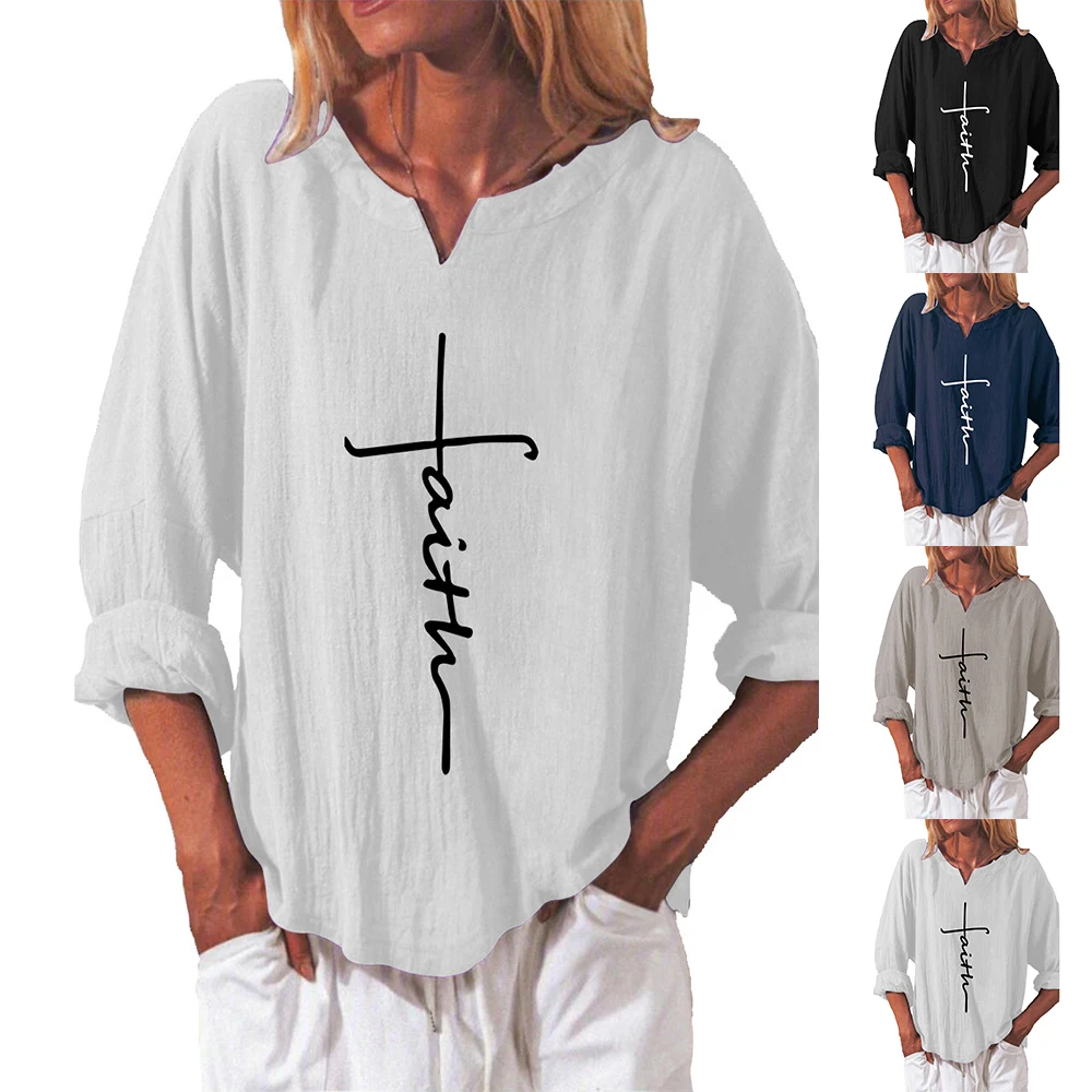 

Women Long Sleeve Ladies Casual Printed Round Neck Tops Ladies Printed Casual Loose Comfy Blouse Tees Loose Tops Pullover Shirt