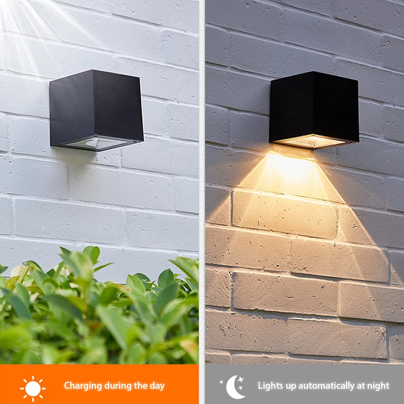 Square LED Solar Wall Outdoor Light Garden 2 | Square LED Solar Wall Outdoor Light Garden 2
