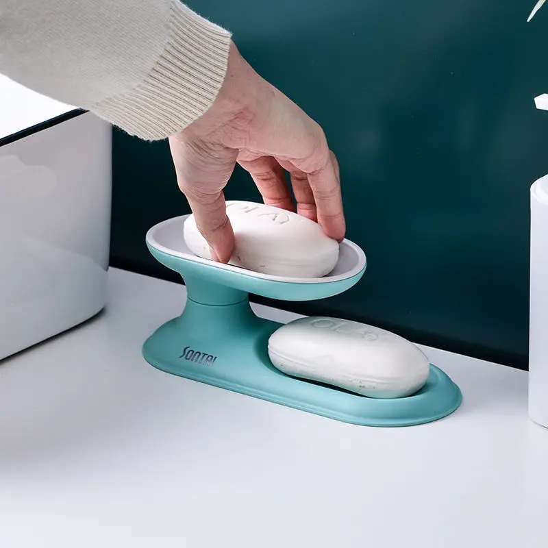 

Soap Dishes Drain Wall Mounted Soap Sponge Holder Storage Rack Bathroom Organizer Soap Draining Holder Kitchen Hanging Soap Box