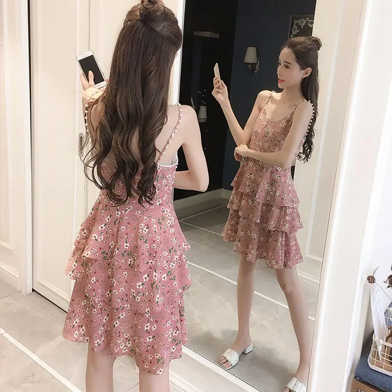 

2021 small fresh bra high waist suspender dress