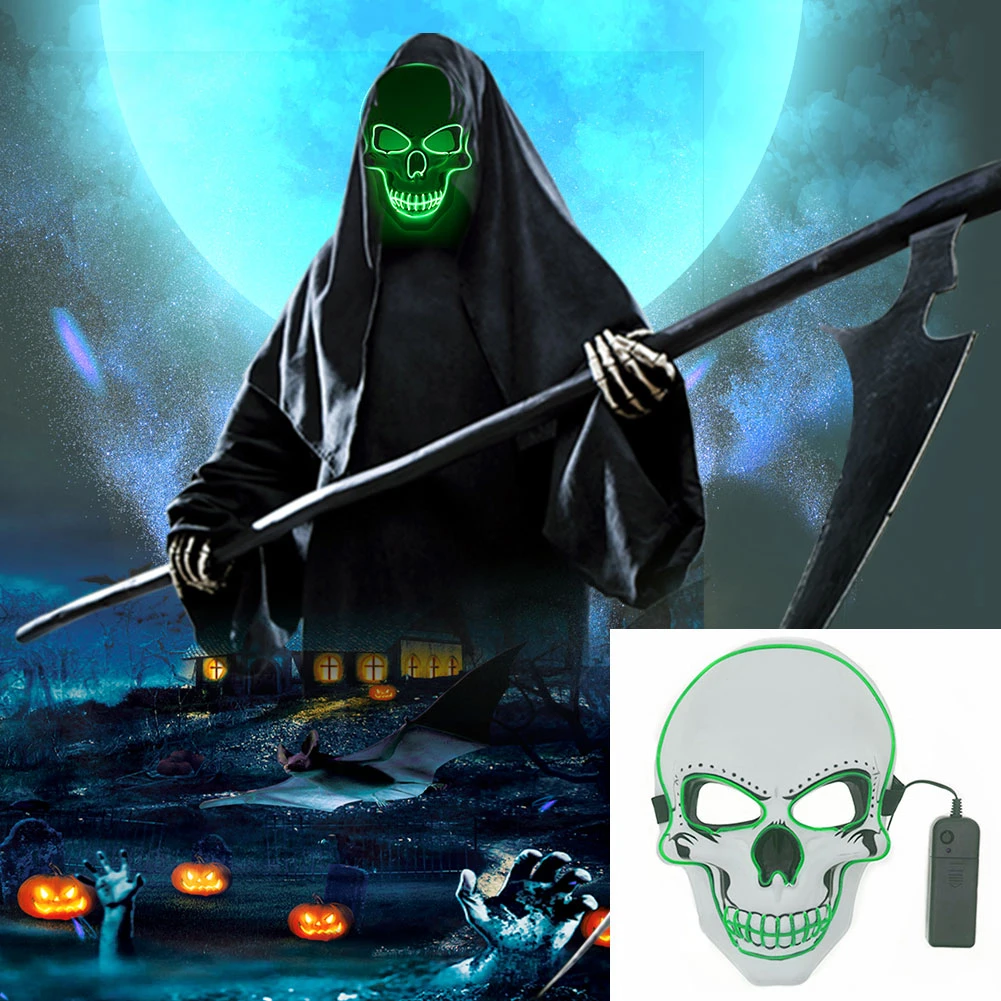 Хэллоуин СВЕТОДИОДНЫЙ костюм для косплея DJ вечерние светящиеся маски 5 цветов