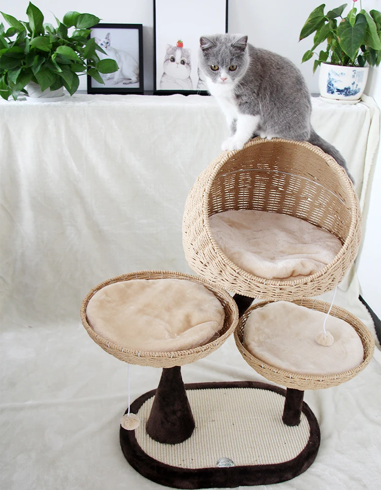 

Hand woven cat climbing frame Sisal cat jumping platform cat tree rattan Iron cat's nest Pet Supplies cat bed house cat kennel