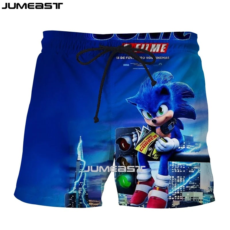 

Jumeast Brand Men/Women 3D Printed Sonic Hedgehog Hip Hop Shorts Trunks Quick Dry Beach Casual Sweatpants Short Pants
