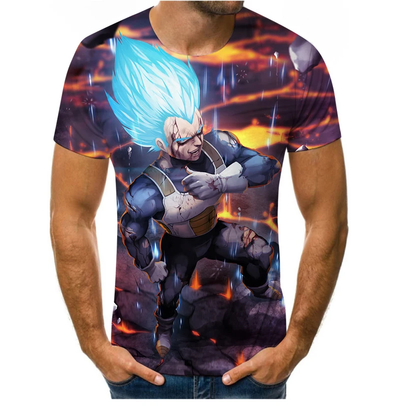 

2021 new dragon ball theme top fashion cartoon Japanese cartoon personality men's T-shirt anime 3DT shirt boy summer