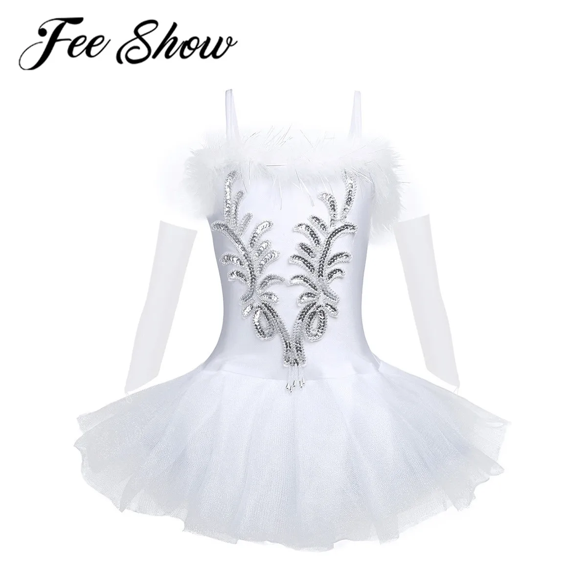 Детские балетные костюмы FEESHOW профессиональные Балетные с белым лебедем и озером
