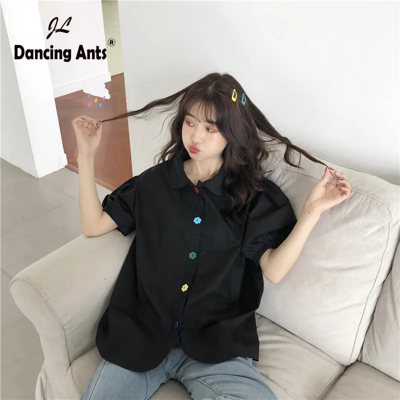 Женская хлопковая Футболка с отложным воротником и коротким рукавом размера