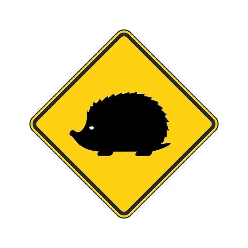 

Funny 13cm x 13cm Car Stickers Hedgehog Warning Sticker Car Bumper Decal Caution Yellow Hunting Forest Gun Hunt Graphic