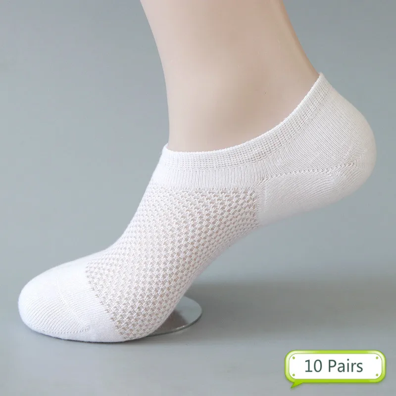 

10 Pairs Summer Casual Solid Mesh Men Socks Breathable Thin Male Cool Socks No Show Ice Cotton Short Socks Gifts for Men