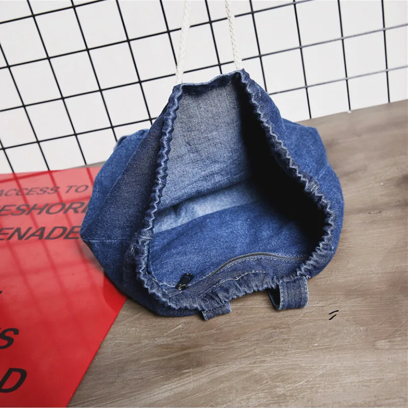 Женские джинсовые рюкзаки на шнурке школьные сумки для подростков девочек сумка