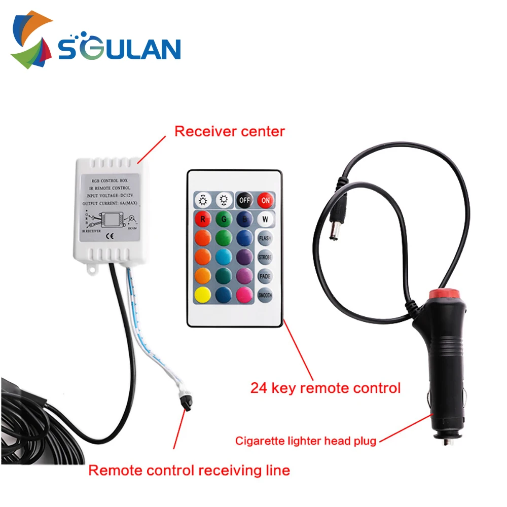 Автомобильный окружающий светильник автомобильный 5050 9 светодиодов с пультом