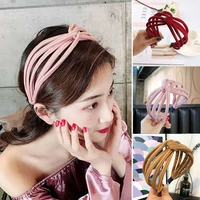 women headband twist hairband bow knot cross tie cloth headwrap hair band hoop