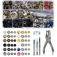 150sets metal snap press button studs1pc punch plier 4pcs fixing tools leather fastener buttons for coat diy craft accessories