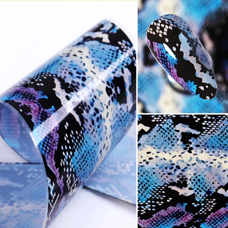 Змеиная леопардовая Фольга для ногтей змеиные наклейки слайдеры с зеркальным