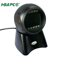 hbapos 1d 2d desktop omnidirectional barcode scanner wired hands free qr code reader adjustable scan head automatic scanning