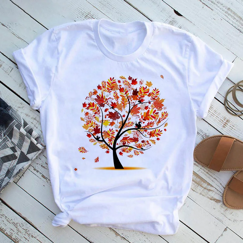 

Womens T-shirt Summer Round Neck Flower Print Basic O-Neck White T-shirt Ladies Streetwear Harajuku Style T-shirt Graphic Tees