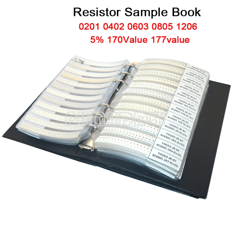 4250PCS 8500PCS 8850PCS 0201 0402 0603 0805 1206 Resistor Sample Book PUMUDDSY 5% SMD Assorted Kit 10K 100K 1K 1R 100R 220R