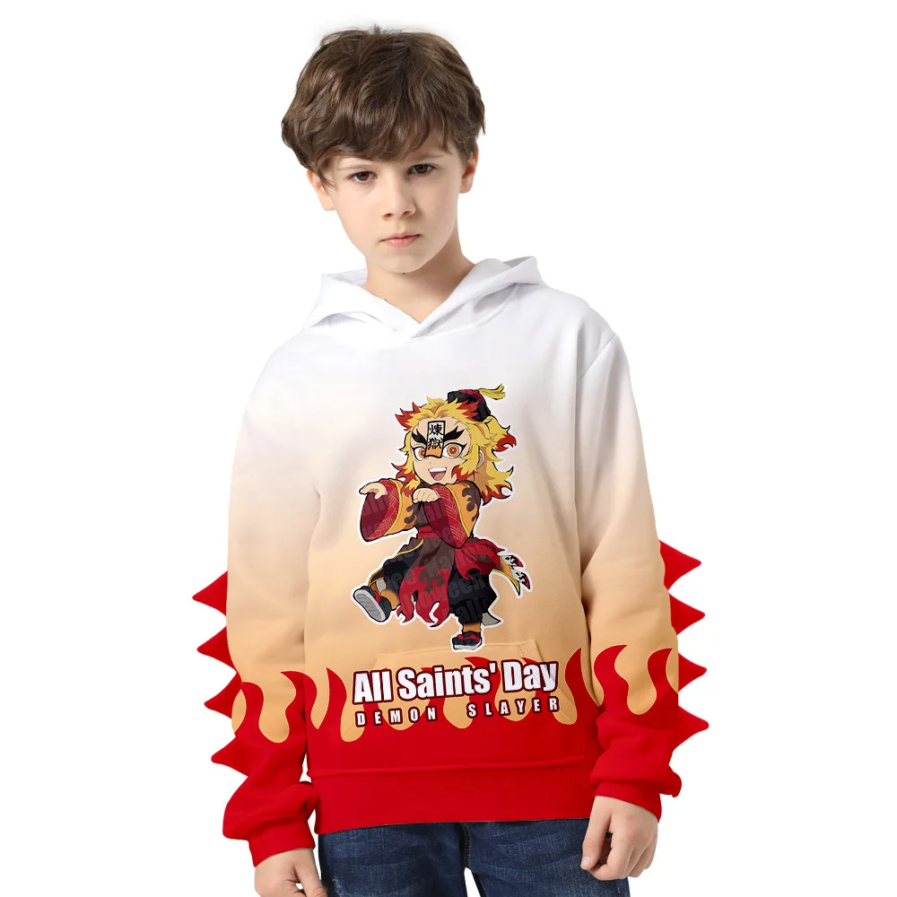 

Kids Boys Girls Dinosaur Hoodie Sweatshirt Japan Anime Demon Slayer tanjirou Cosplay Costume Pullover Child Harajuku Tracksuit