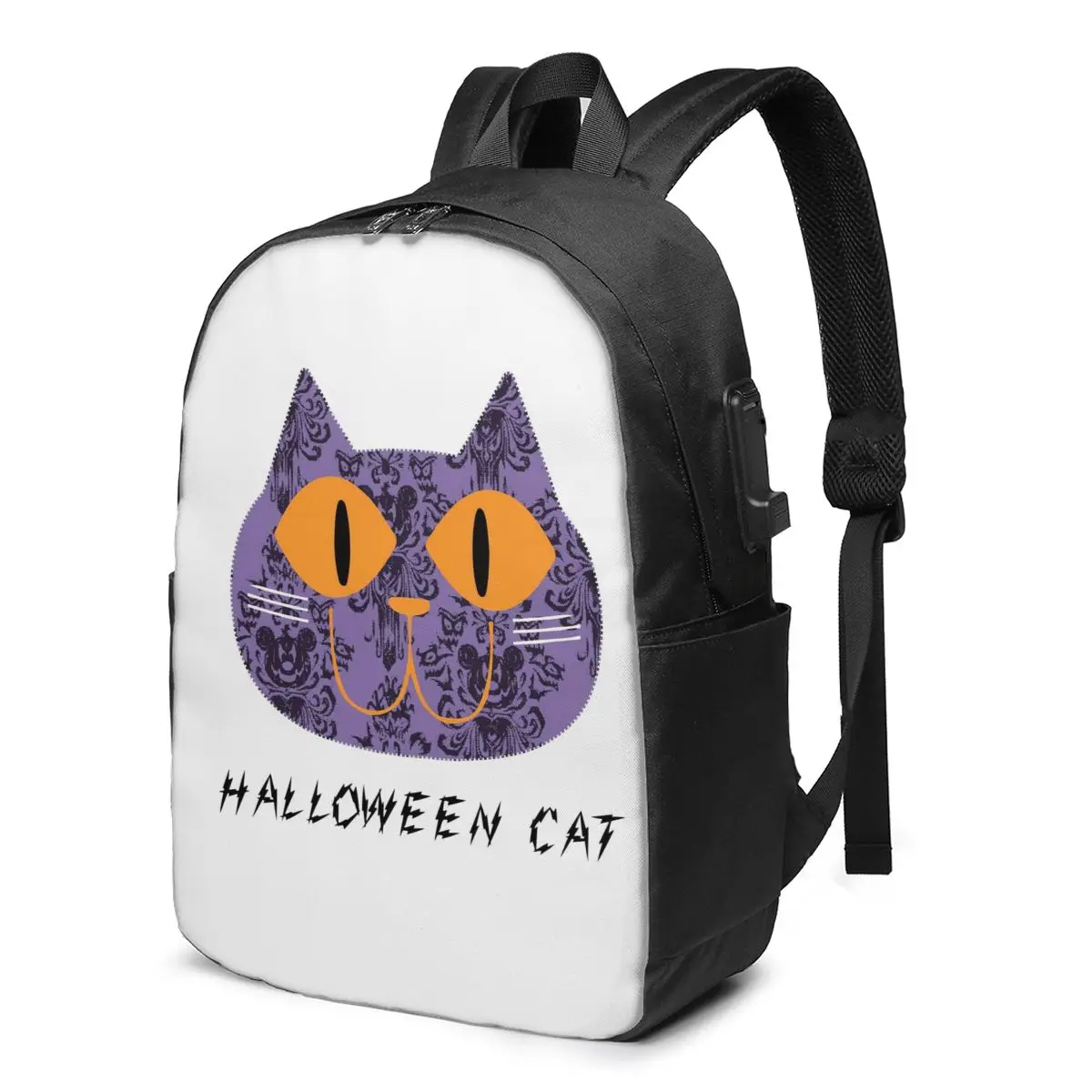 

Halloween Cat Backpacks Animals Pets Male Pattern Casual Backpack Charging USB Commuter Bags
