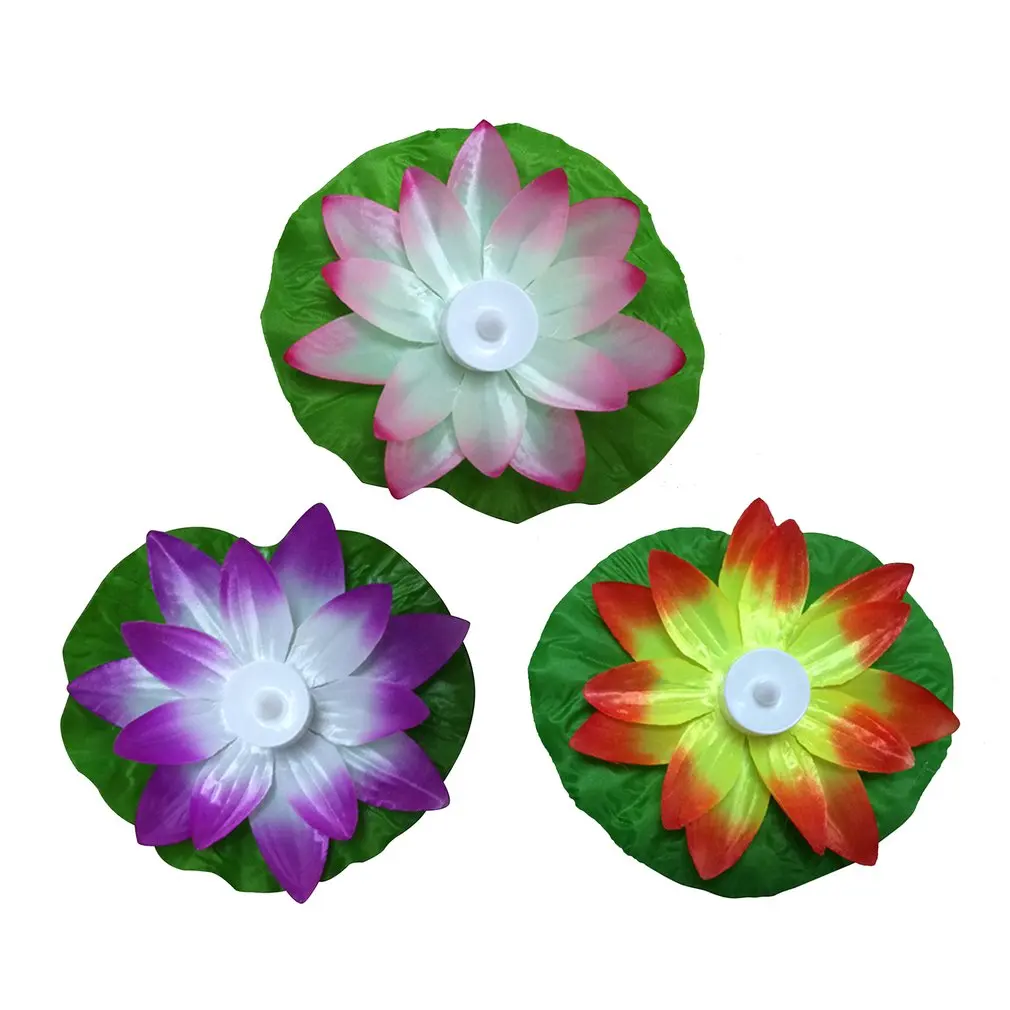 

LED Night Light Lotus Artificial Floating Lotus Lamp Fake Water Lily Lotus Flower Garden Pool Pond Fountain Jardin Decor 18-28cm