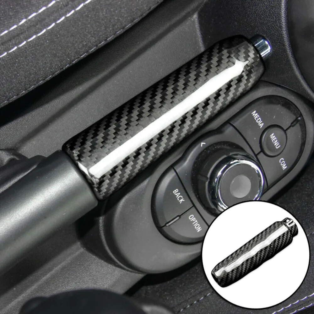 

Carbon Fiber Brake Handle Gear Shift Knob Cover Trims For BMW Mini F55 F56 F57 Decoration